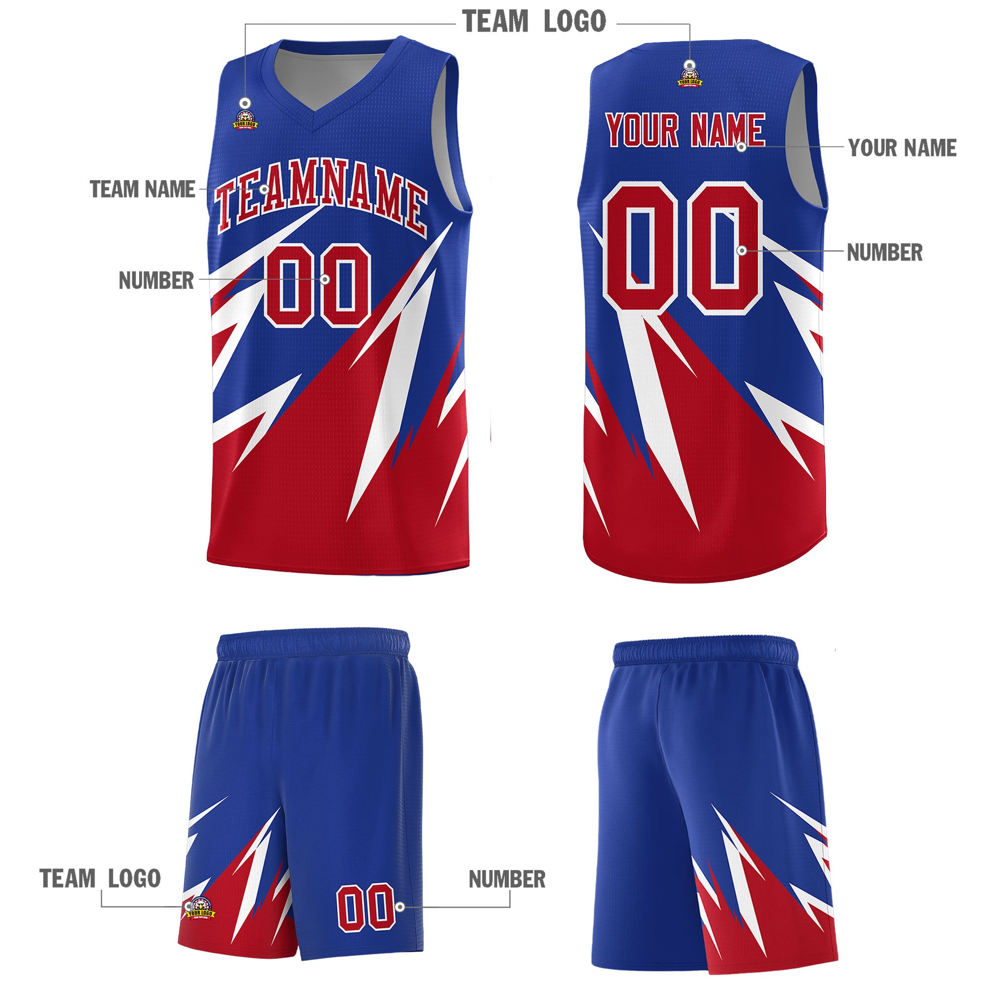 Custom Royal Abstract Mountain Pattern Sports Uniform Basketball Jersey