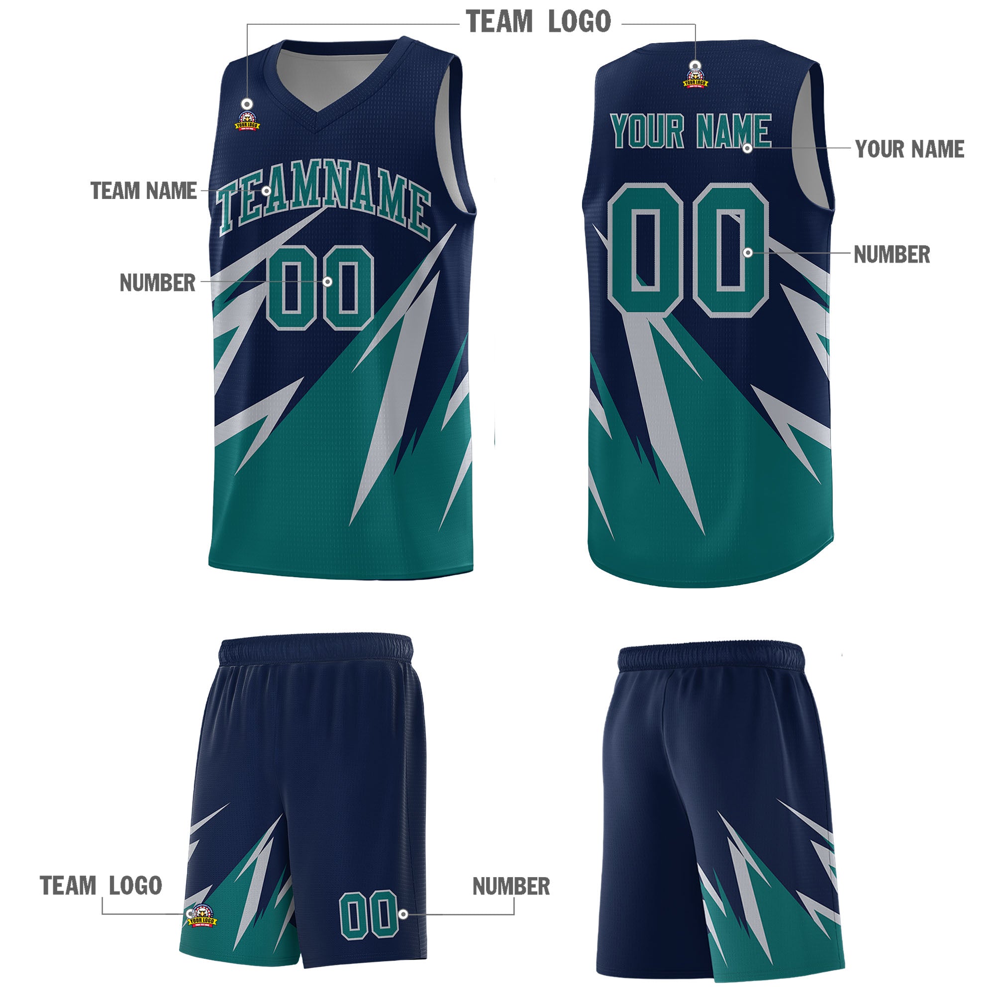 Custom Navy Abstract Mountain Pattern Sports Uniform Basketball Jersey