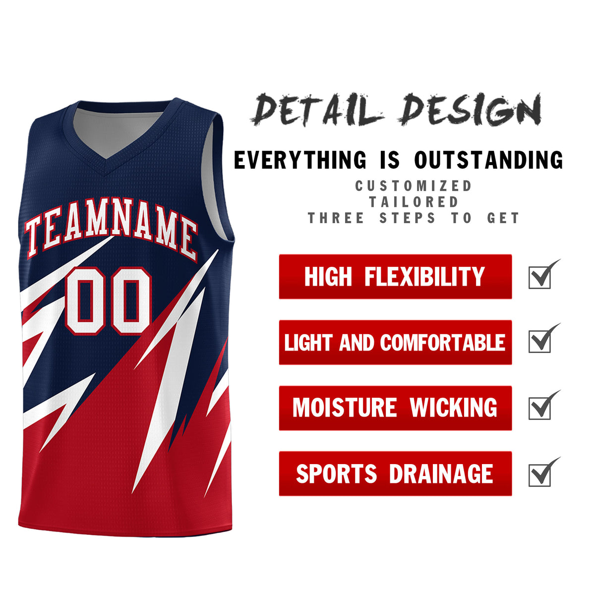 Custom Navy Abstract Mountain Pattern Sports Uniform Basketball Jersey