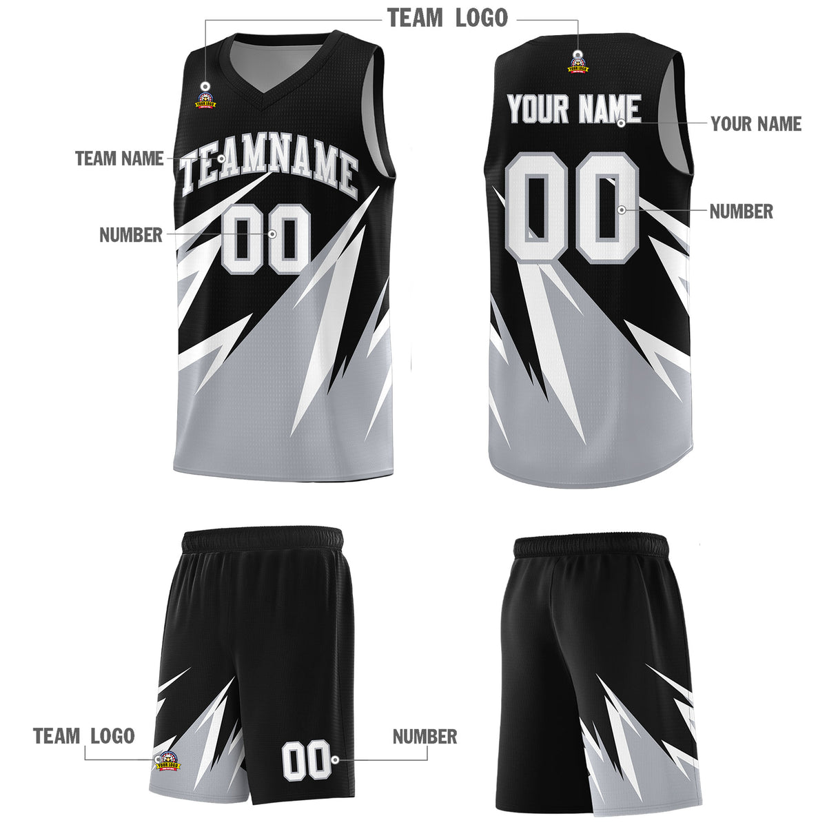Custom Black Abstract Mountain Pattern Sports Uniform Basketball Jersey