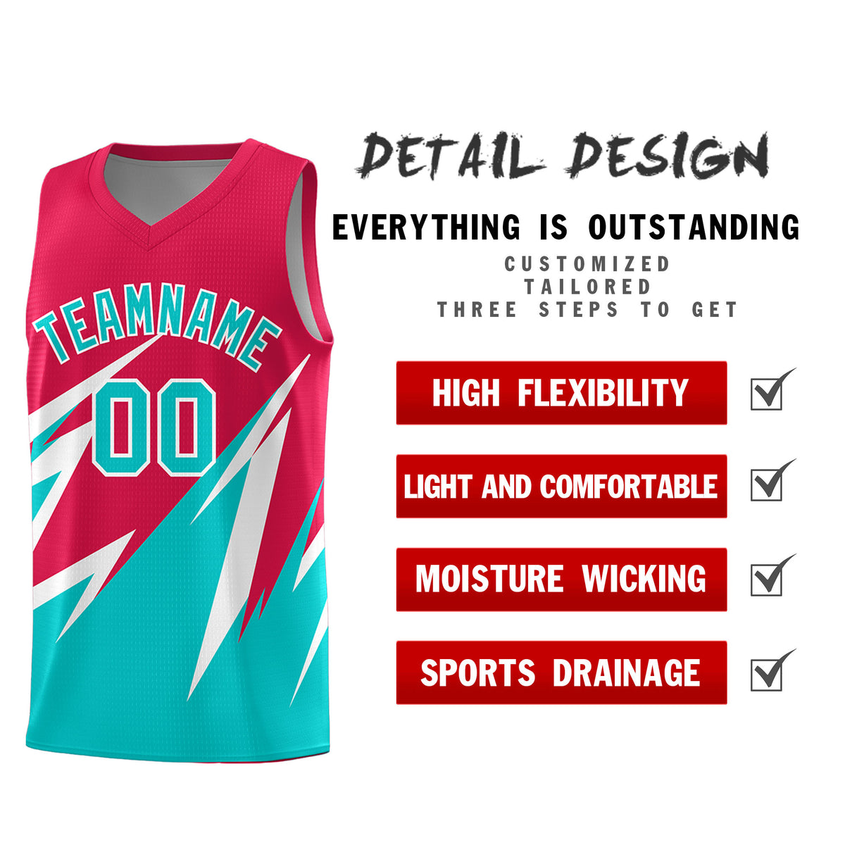 Custom Red Abstract Mountain Pattern Sports Uniform Basketball Jersey