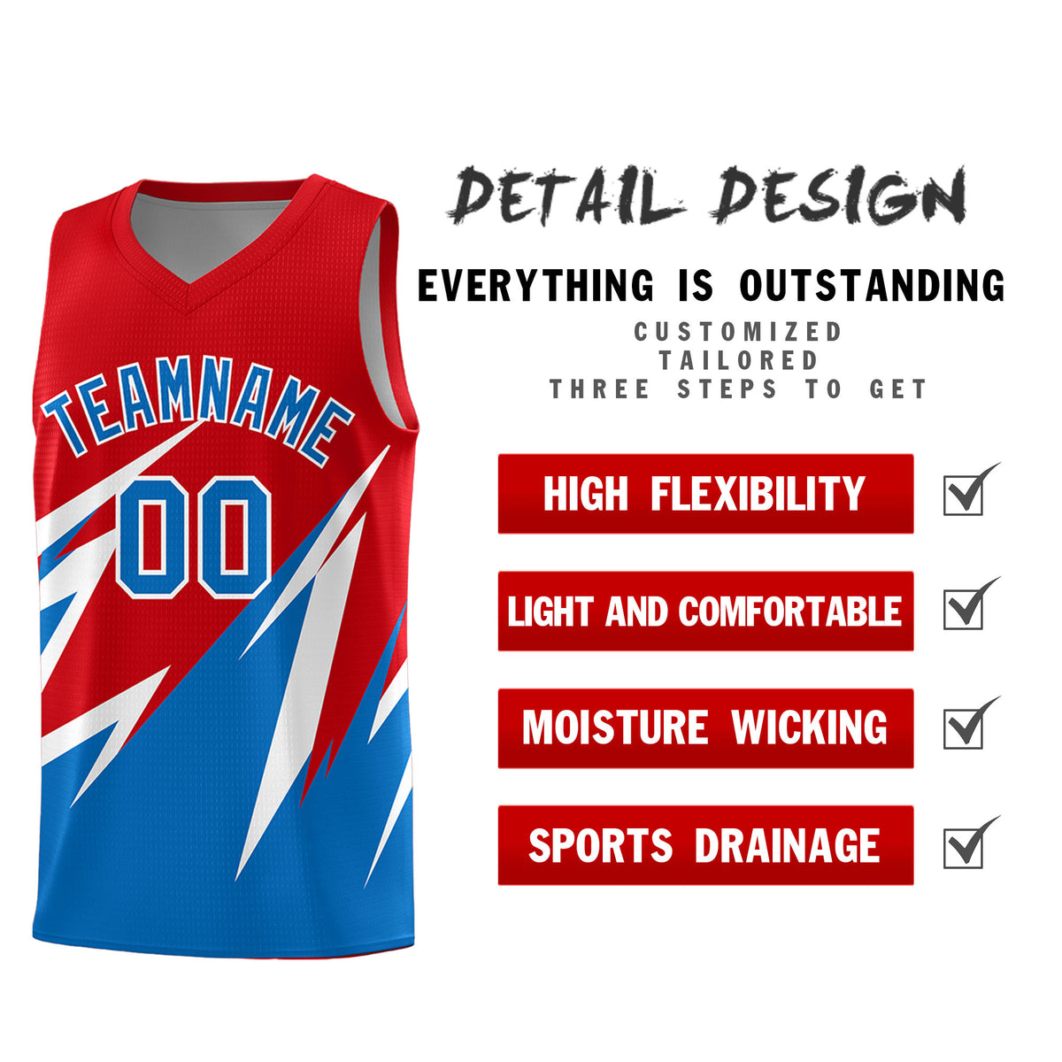 Custom Red Abstract Mountain Pattern Sports Uniform Basketball Jersey