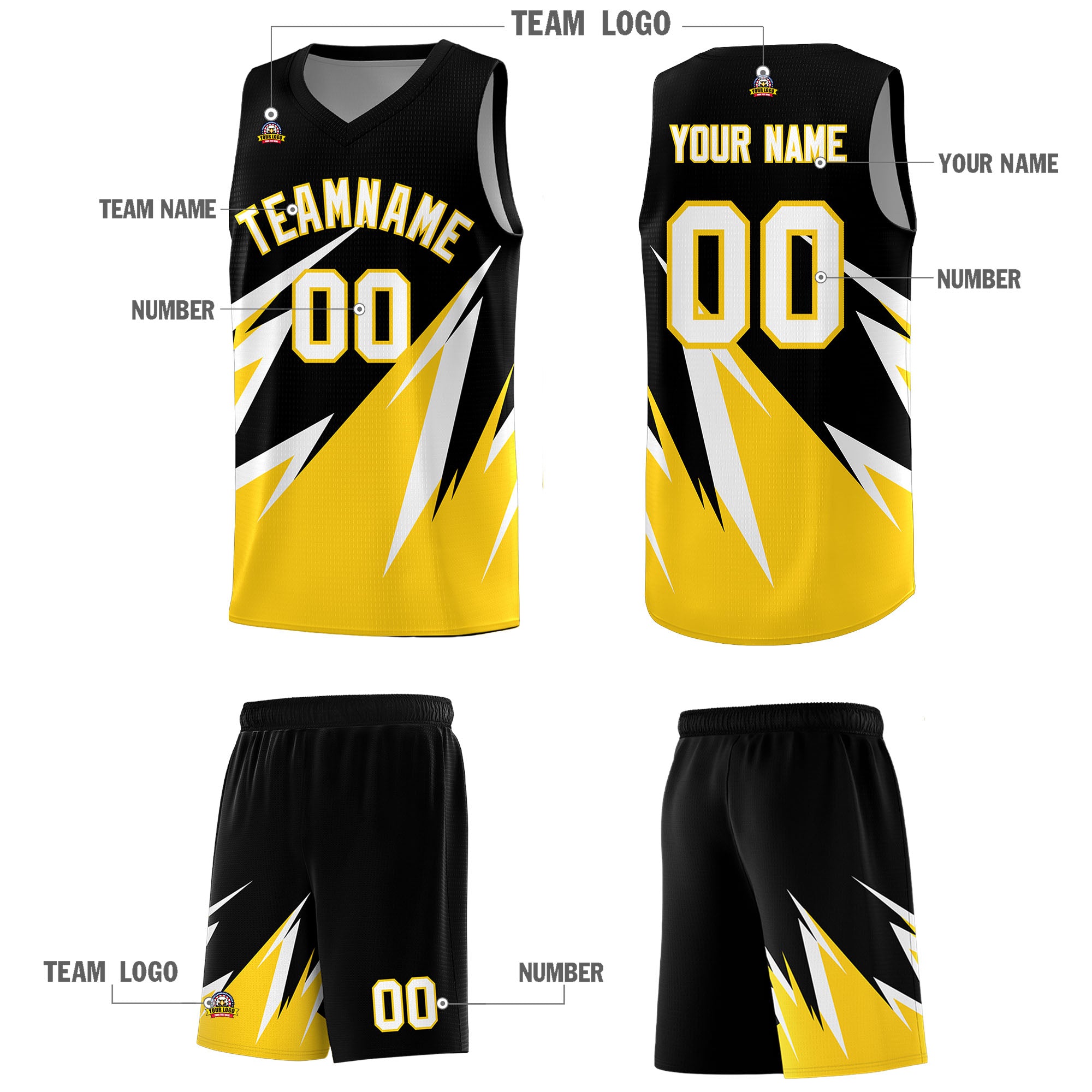 Custom Black Abstract Mountain Pattern Sports Uniform Basketball Jersey
