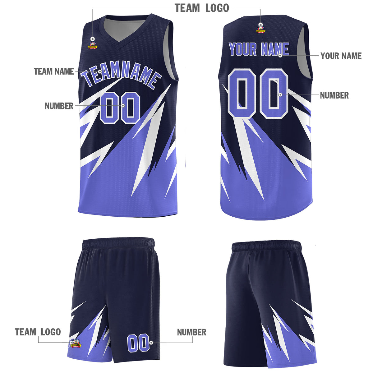 Custom Navy Abstract Mountain Pattern Sports Uniform Basketball Jersey