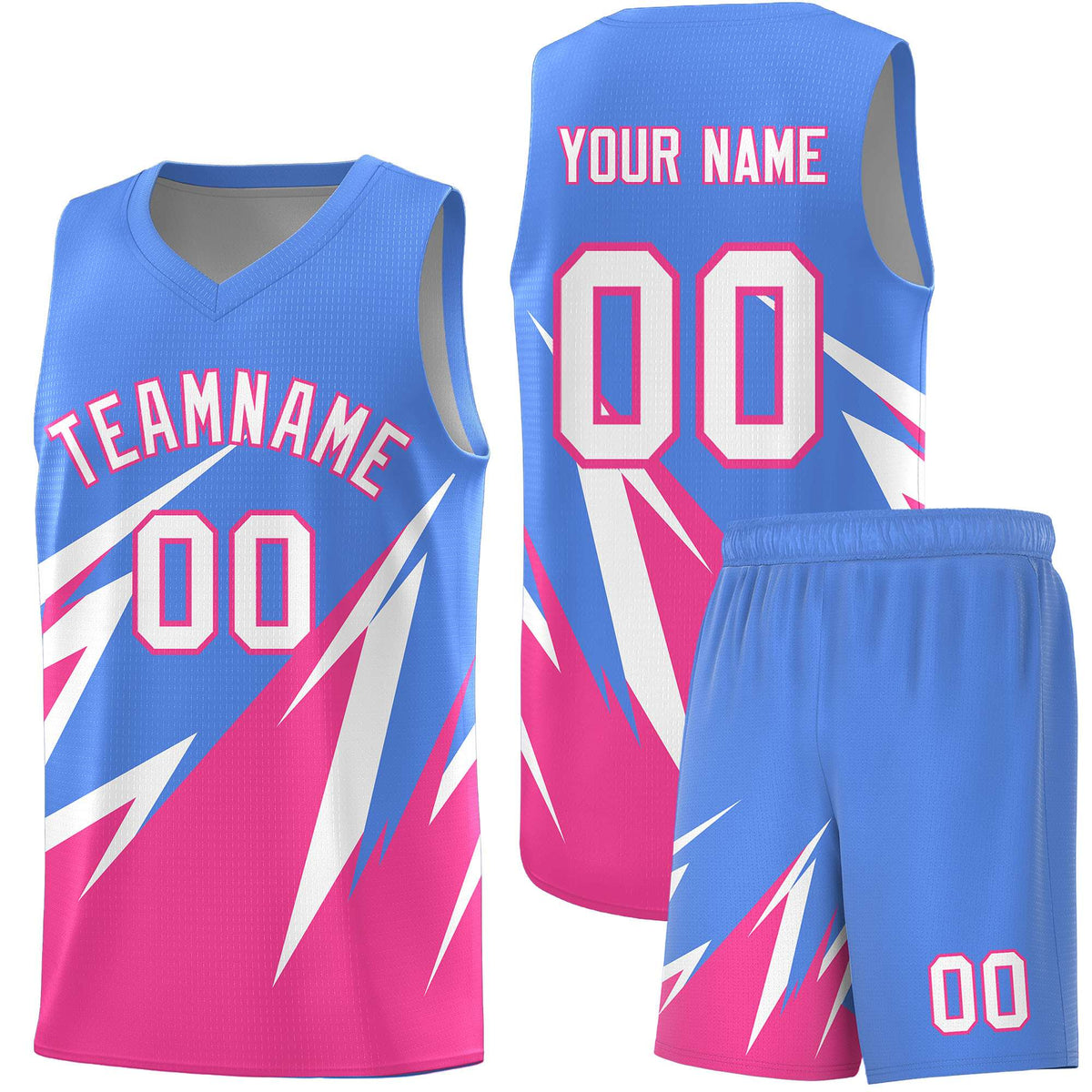 Custom Light Blue Abstract Mountain Pattern Sports Uniform Basketball Jersey