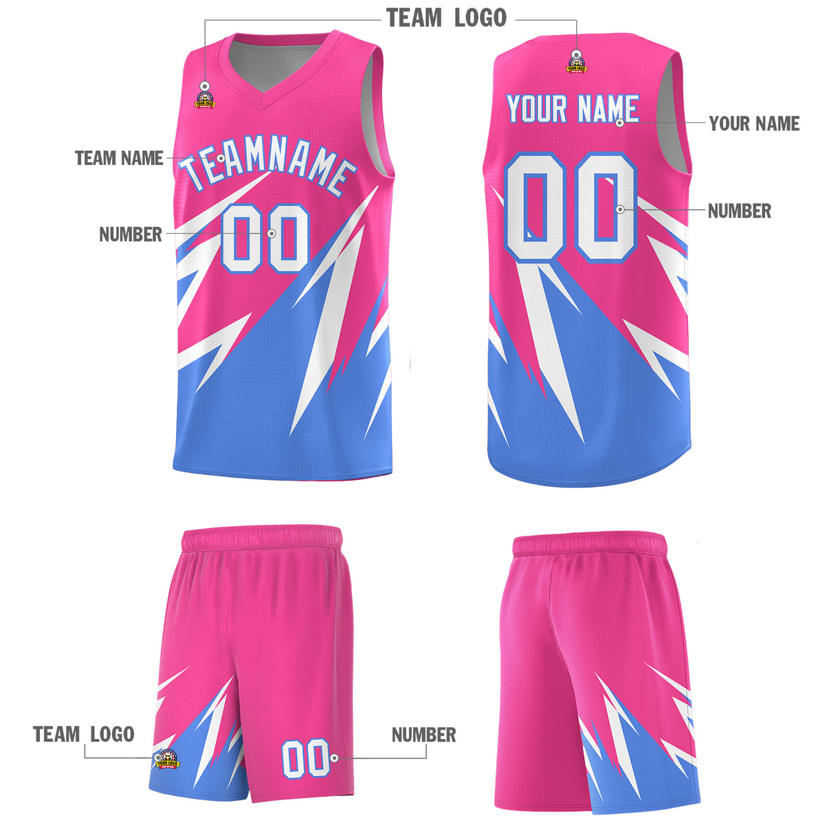 Custom Pink Abstract Mountain Pattern Sports Uniform Basketball Jersey