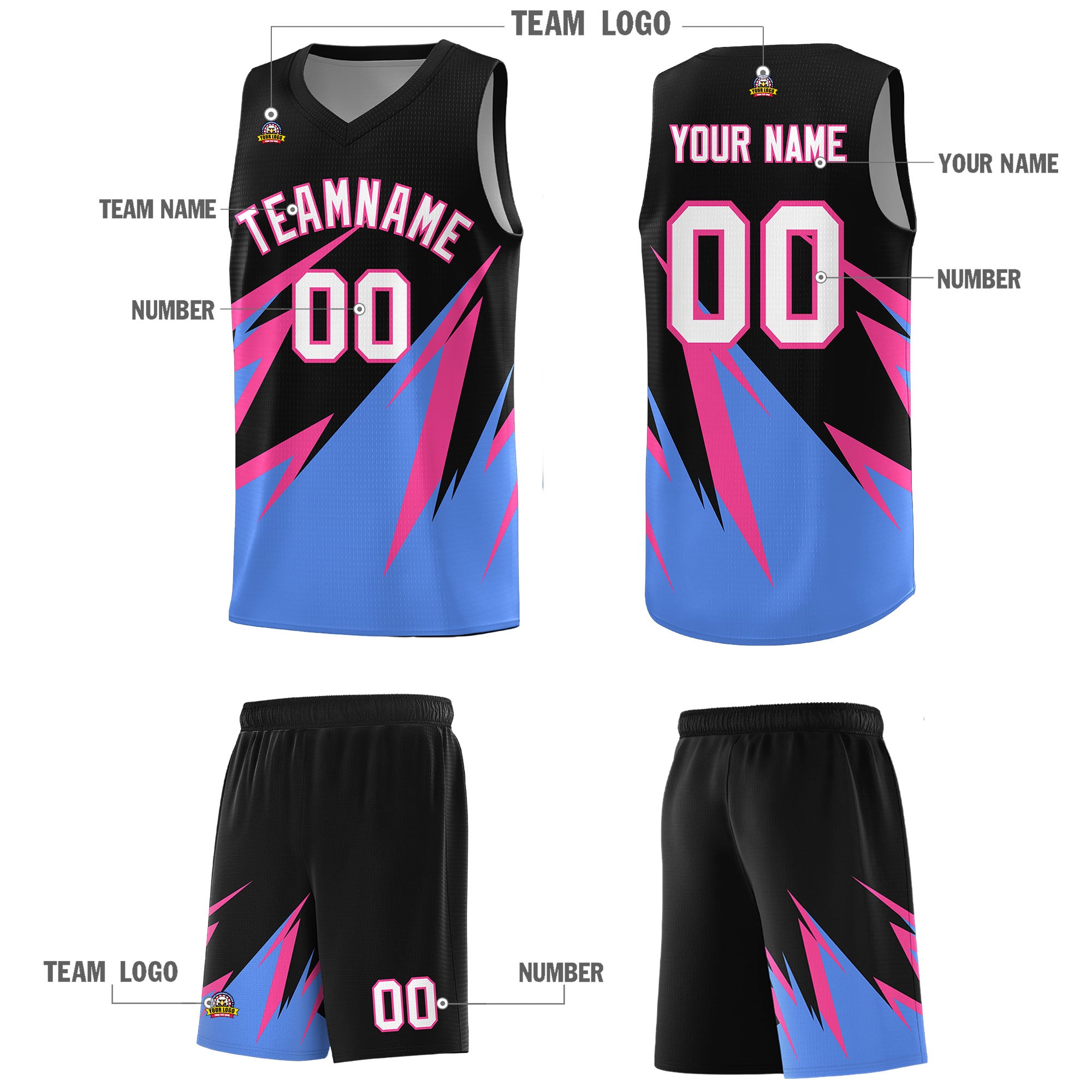 Custom Black Abstract Mountain Pattern Sports Uniform Basketball Jersey