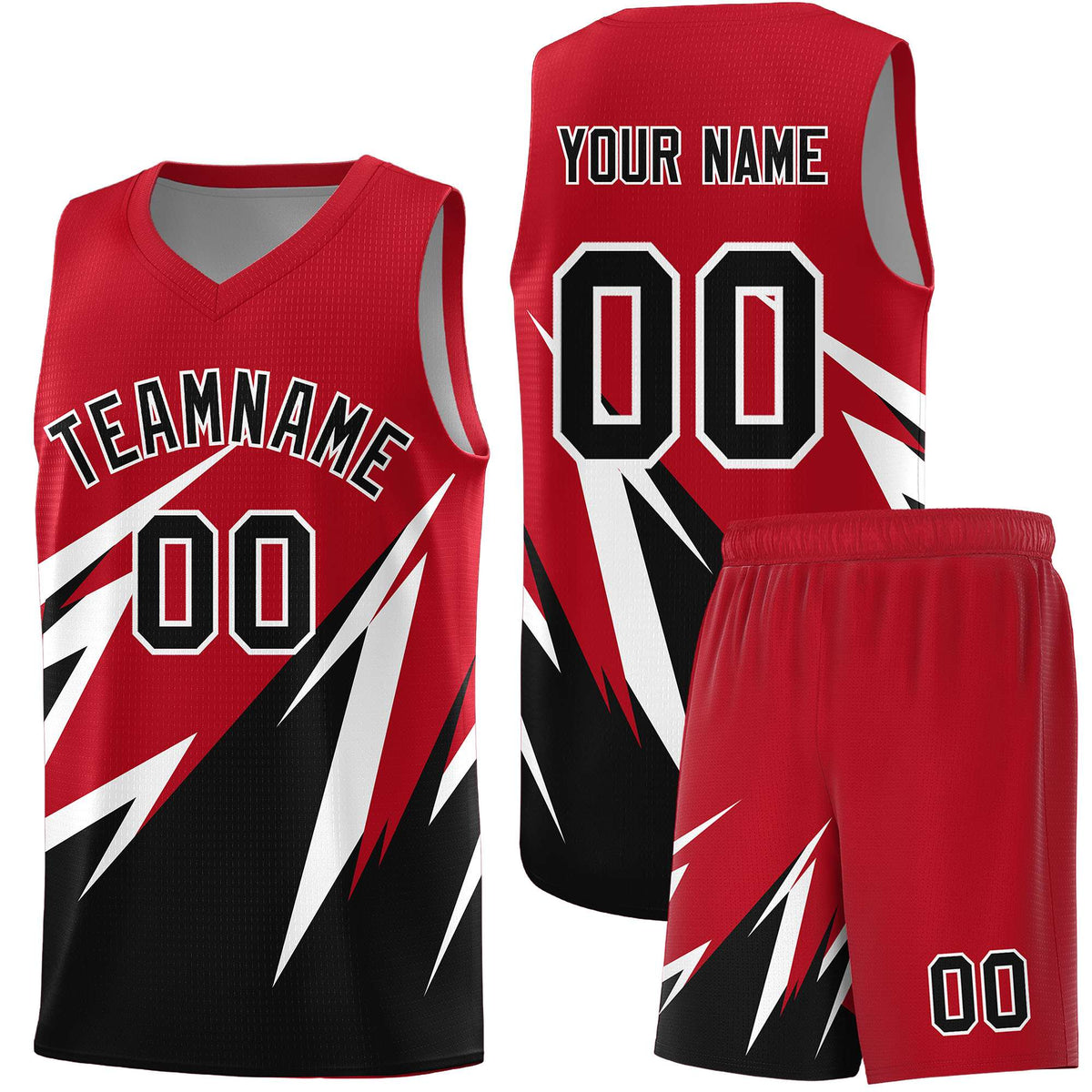Custom Red Abstract Mountain Pattern Sports Uniform Basketball Jersey