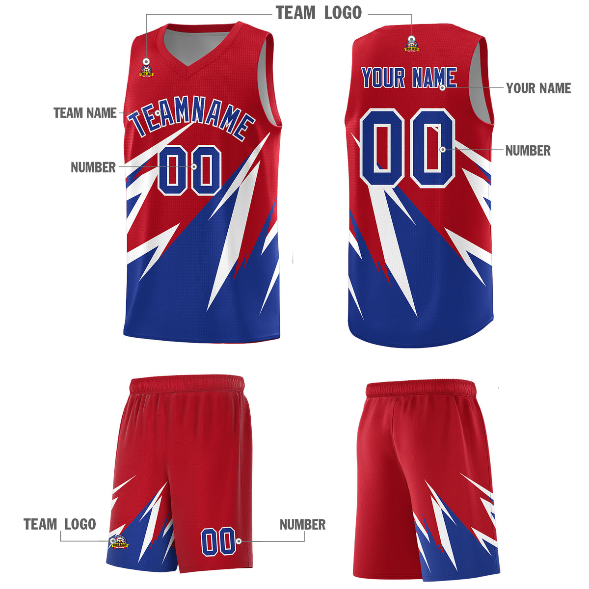 Custom Red Abstract Mountain Pattern Sports Uniform Basketball Jersey