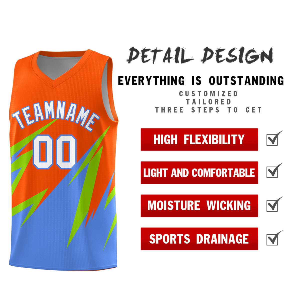 Custom Orange Abstract Mountain Pattern Sports Uniform Basketball Jersey