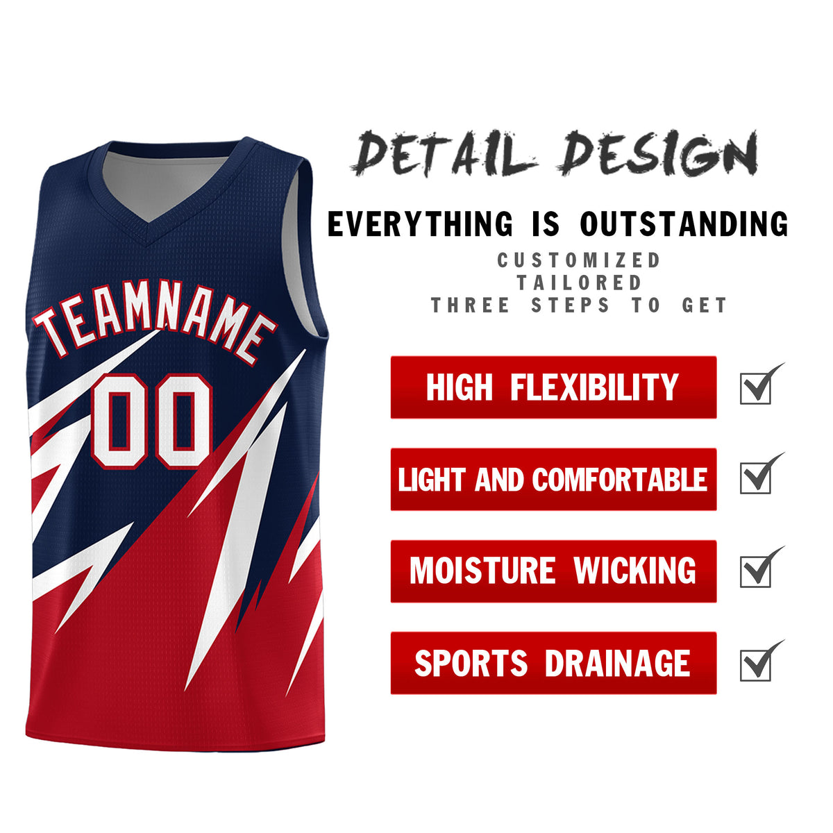 Custom Navy Abstract Mountain Pattern Sports Uniform Basketball Jersey
