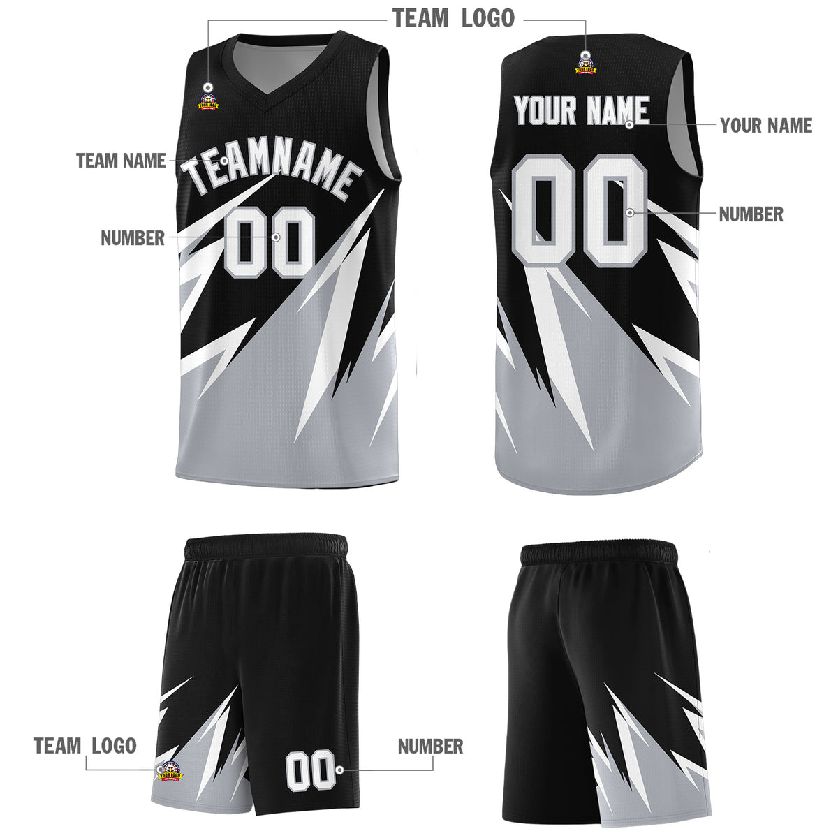 Custom Black Abstract Mountain Pattern Sports Uniform Basketball Jersey