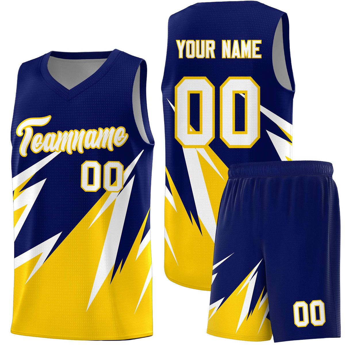 Custom Navy Abstract Mountain Pattern Sports Uniform Basketball Jersey