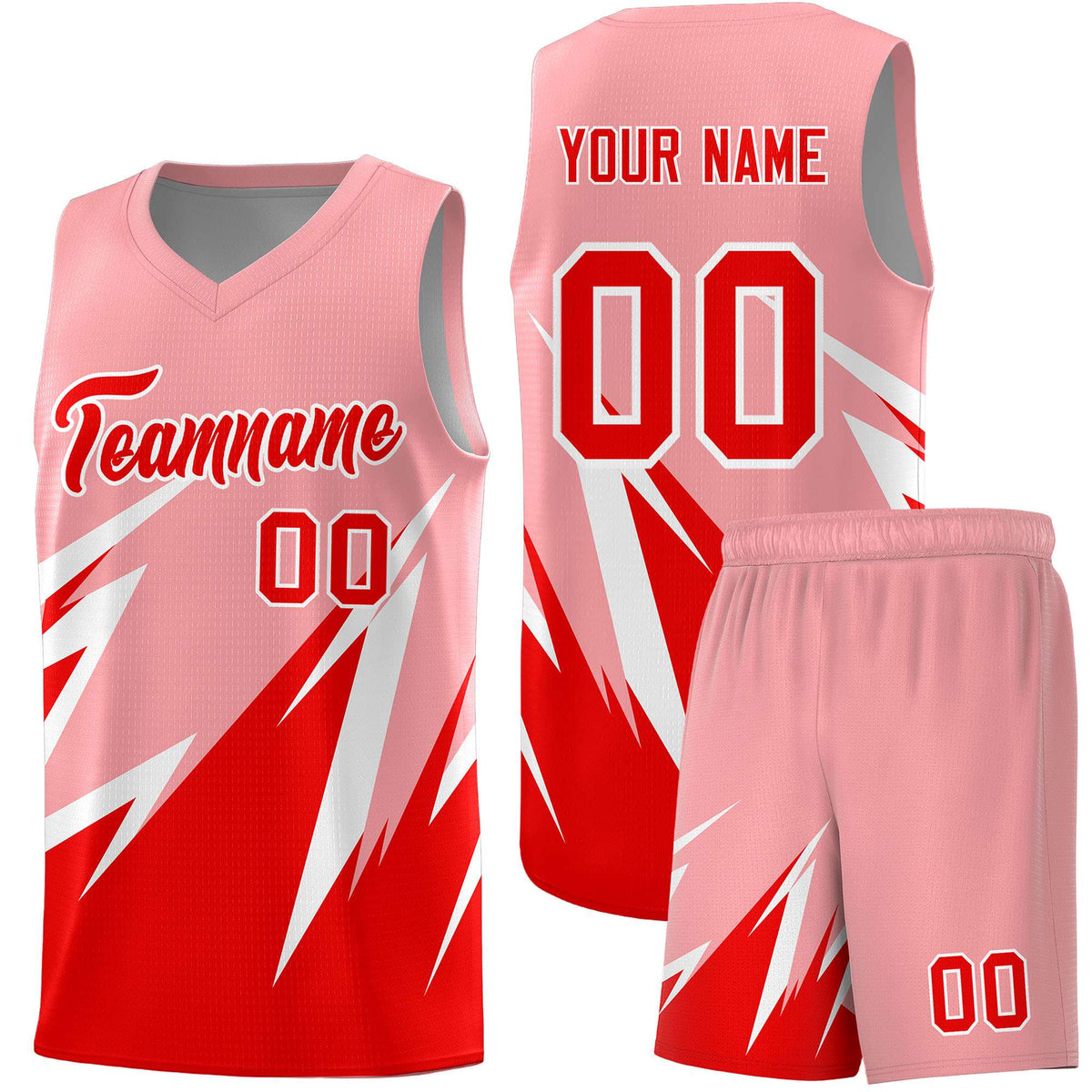 Custom Light Pink Abstract Mountain Pattern Sports Uniform Basketball Jersey