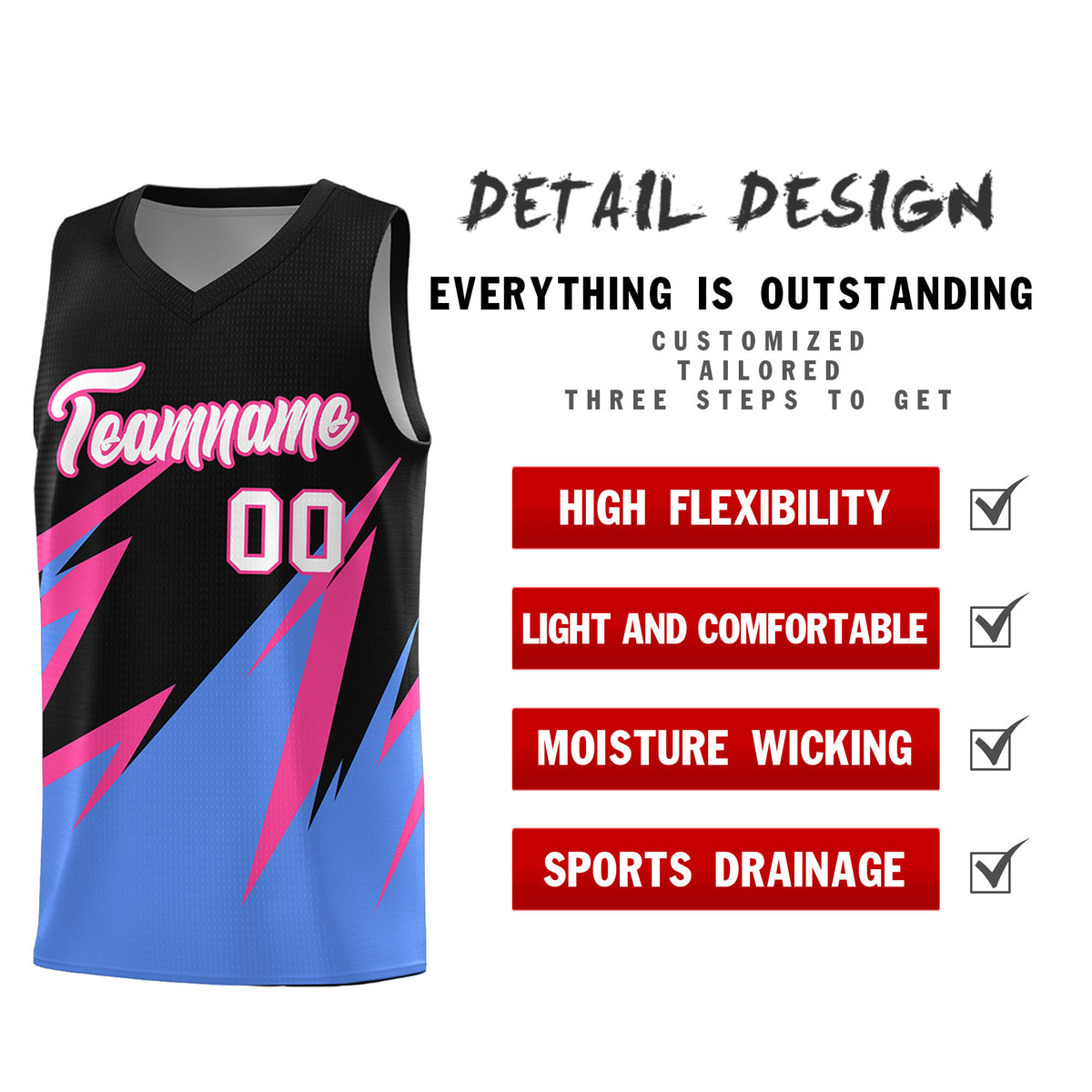 Custom Black Abstract Mountain Pattern Sports Uniform Basketball Jersey