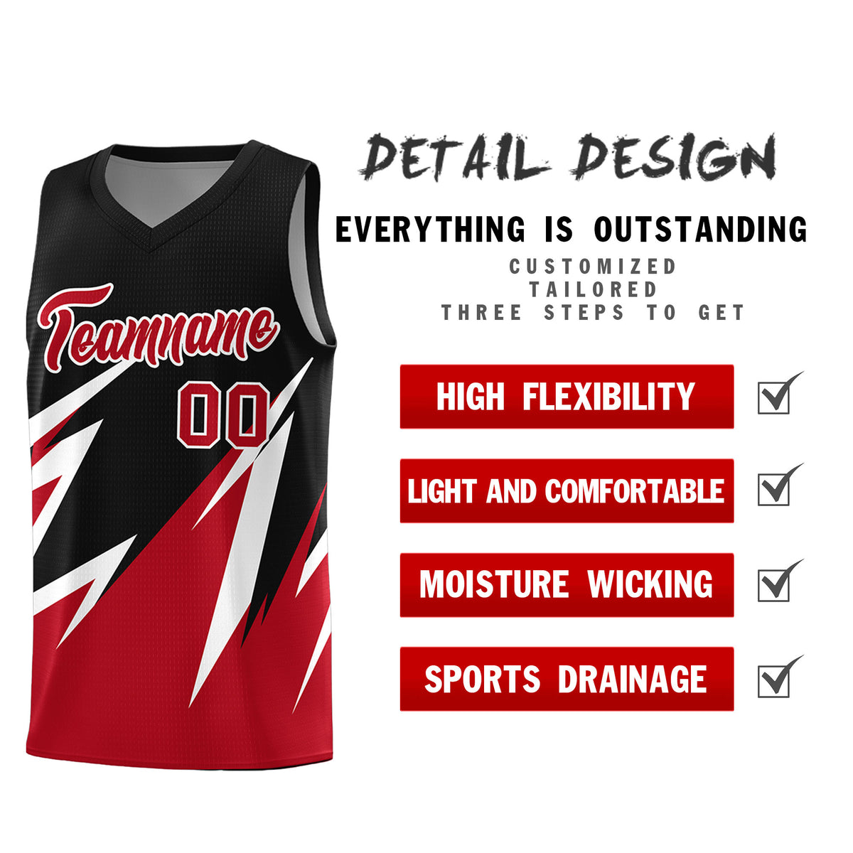 Custom Black Abstract Mountain Pattern Sports Uniform Basketball Jersey