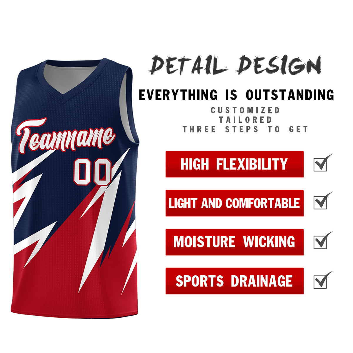 Custom Navy Abstract Mountain Pattern Sports Uniform Basketball Jersey