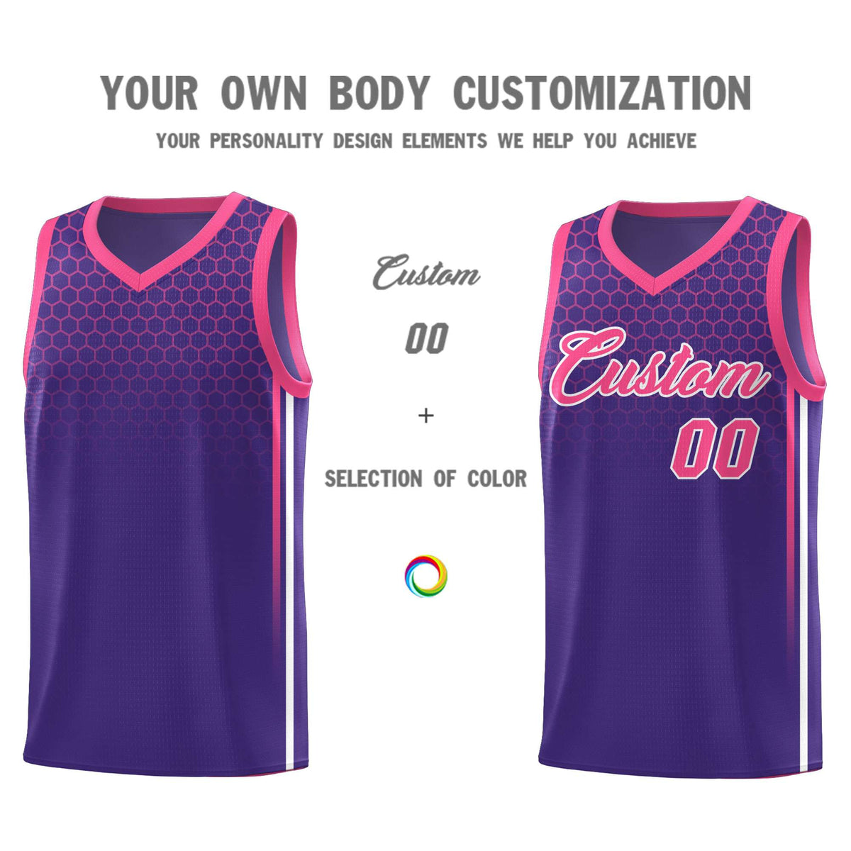 Custom Purple Personalized Honeycomb Pattern Sports Uniform Basketball Jersey