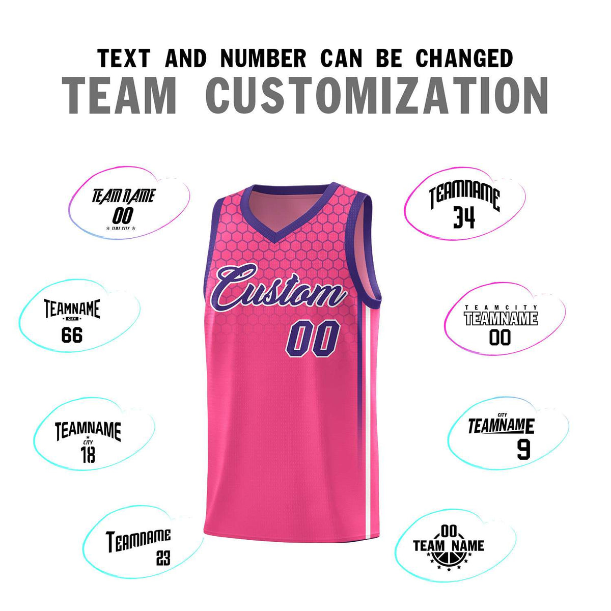 Custom Pink Personalized Honeycomb Pattern Sports Uniform Basketball Jersey