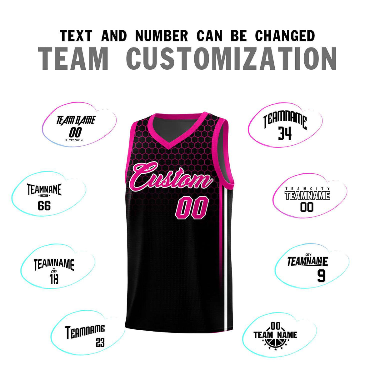 Custom Black Personalized Honeycomb Pattern Sports Uniform Basketball Jersey