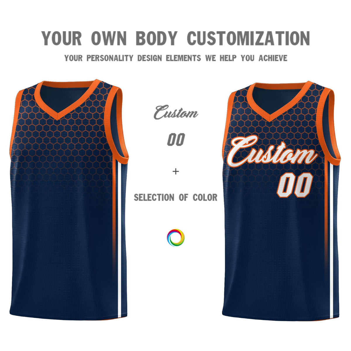 Custom Navy Personalized Honeycomb Pattern Sports Uniform Basketball Jersey