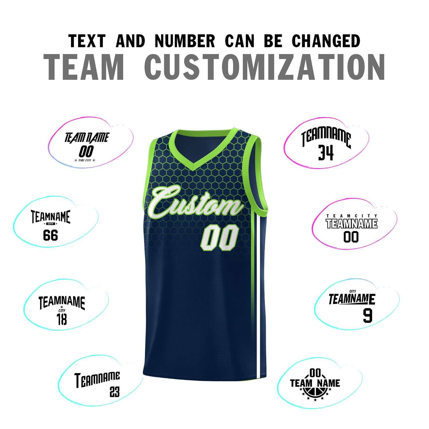 Custom Navy Personalized Honeycomb Pattern Sports Uniform Basketball Jersey