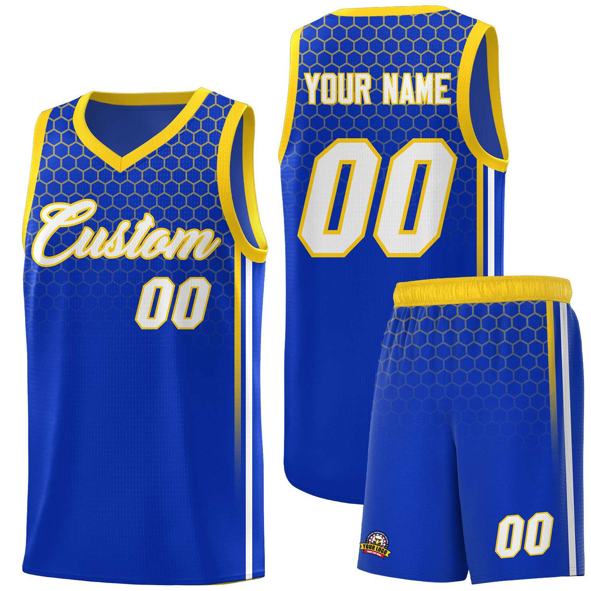 Custom Royal Personalized Honeycomb Pattern Sports Uniform Basketball Jersey
