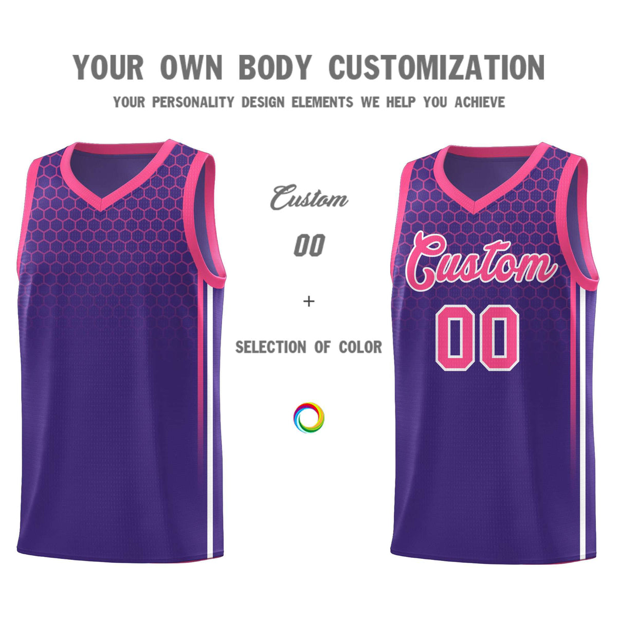 Custom Purple Personalized Honeycomb Pattern Sports Uniform Basketball Jersey