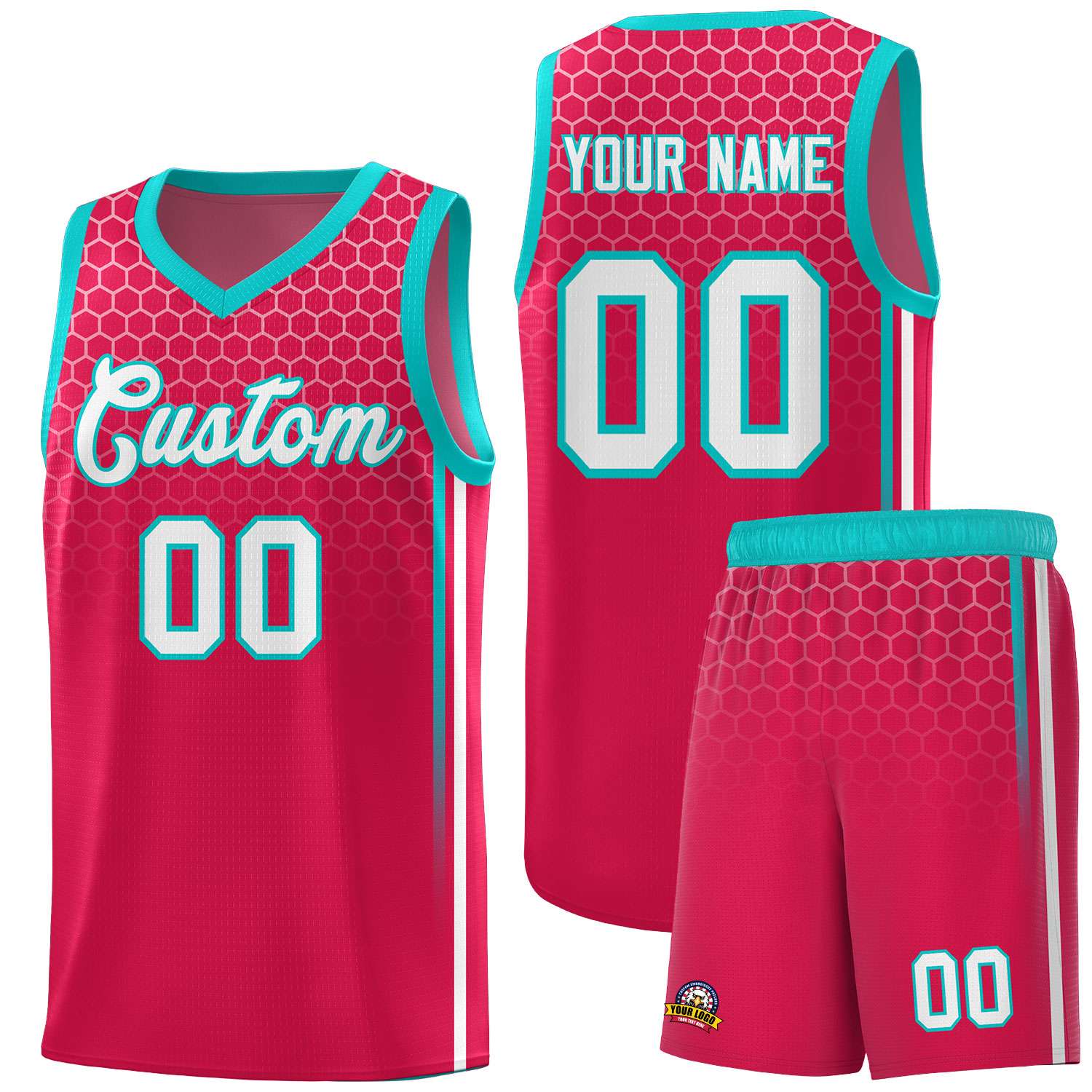 Custom Red Personalized Honeycomb Pattern Sports Uniform Basketball Jersey