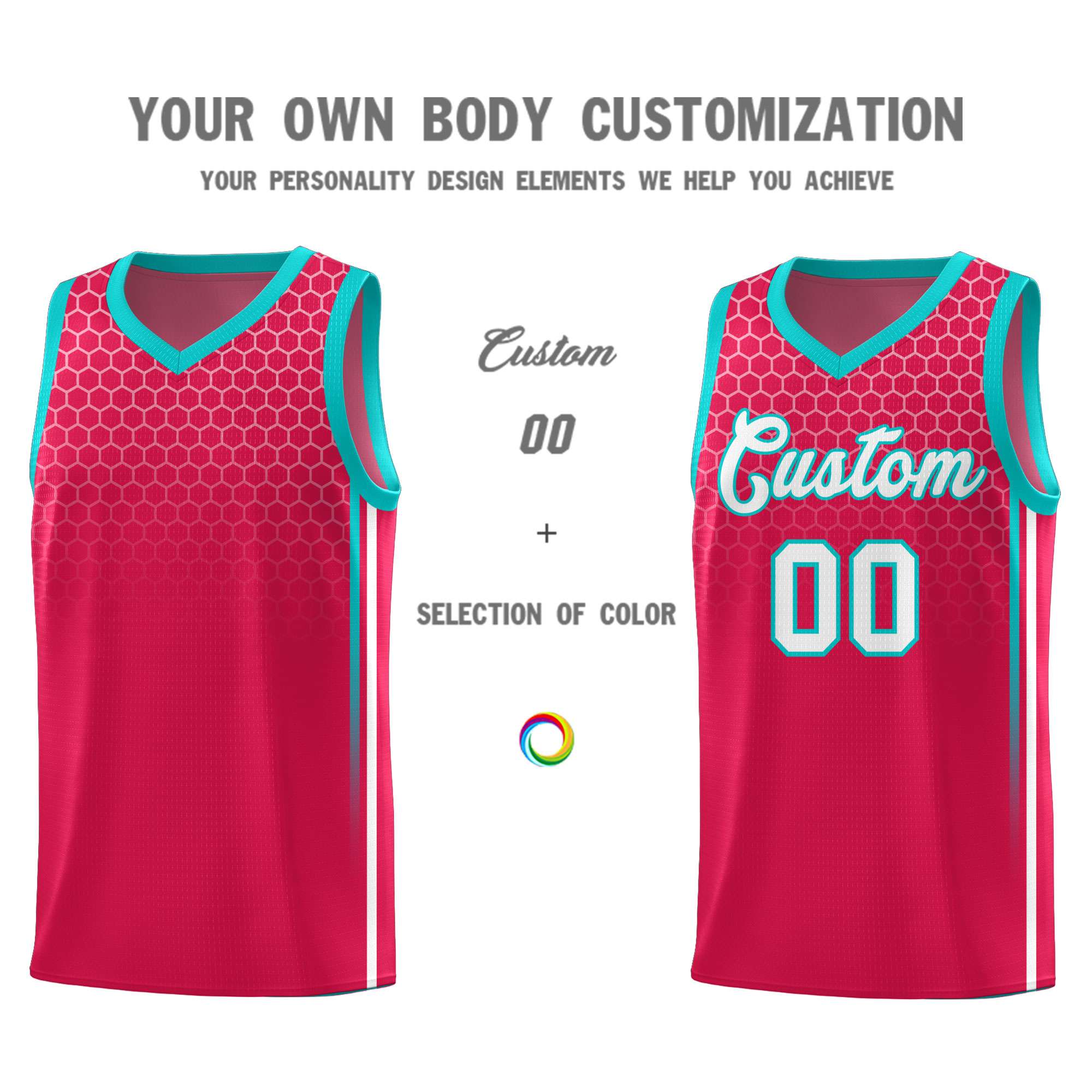 Custom Red Personalized Honeycomb Pattern Sports Uniform Basketball Jersey