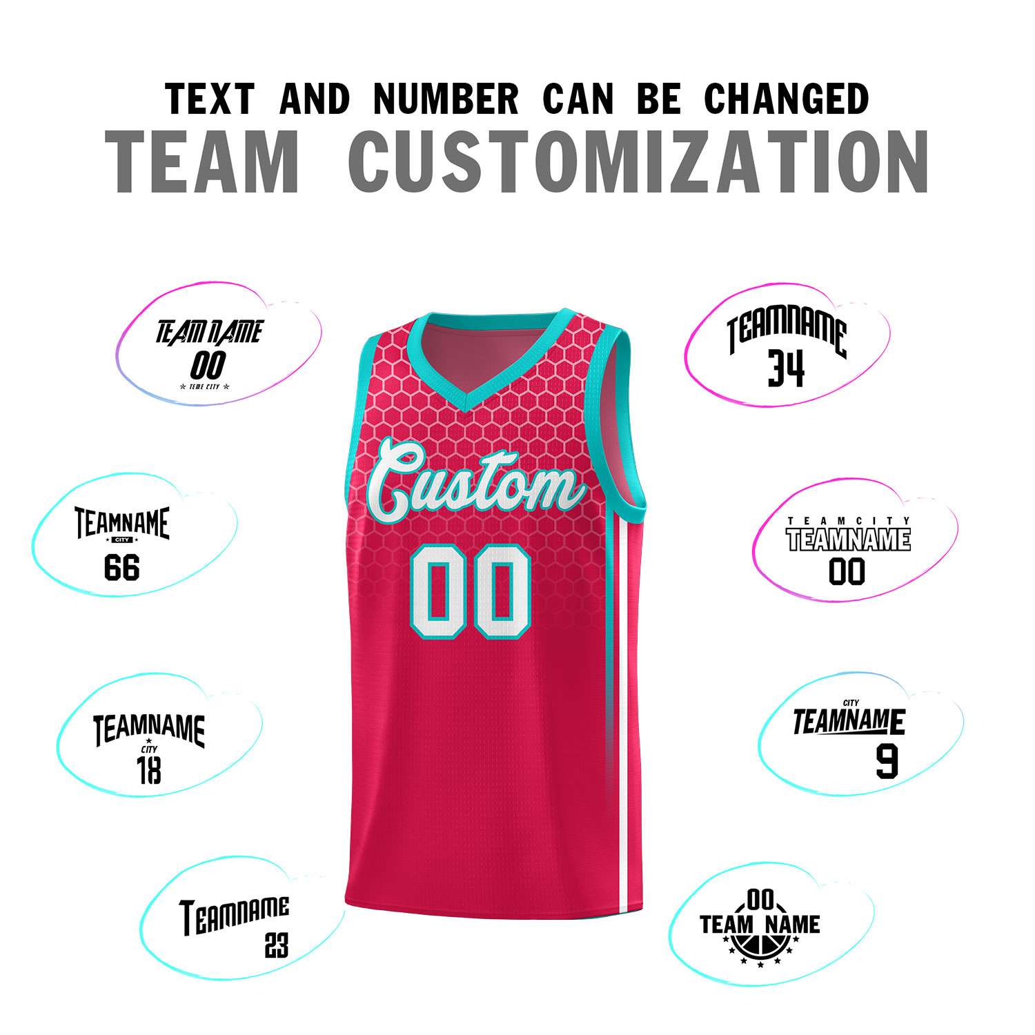 Custom Red Personalized Honeycomb Pattern Sports Uniform Basketball Jersey