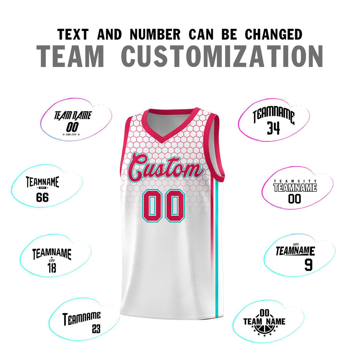 Custom White Personalized Honeycomb Pattern Sports Uniform Basketball Jersey