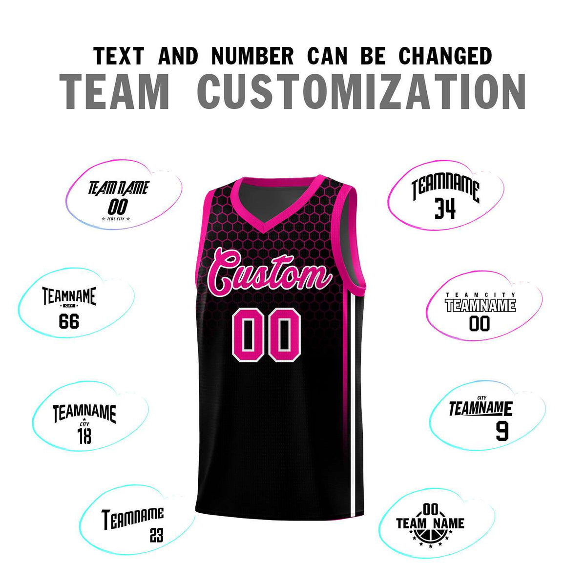 Custom Black Personalized Honeycomb Pattern Sports Uniform Basketball Jersey