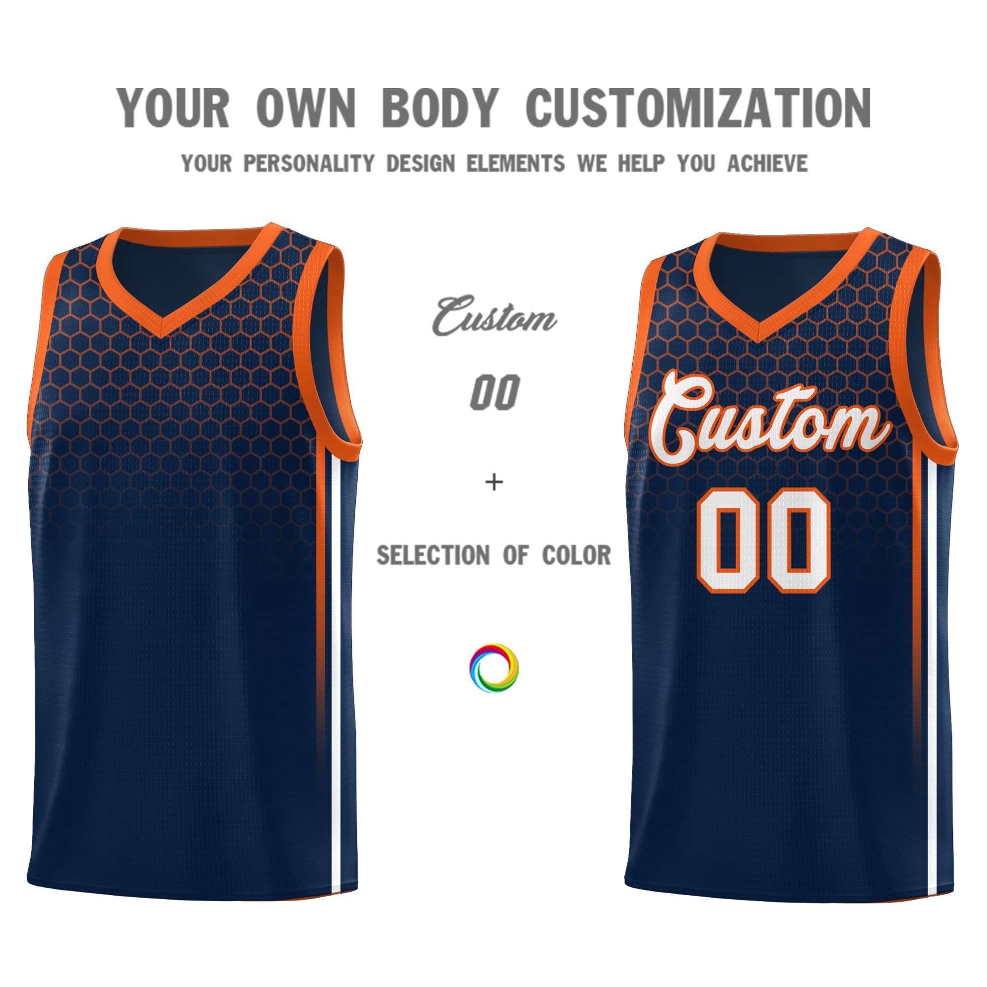 Custom Navy Personalized Honeycomb Pattern Sports Uniform Basketball Jersey