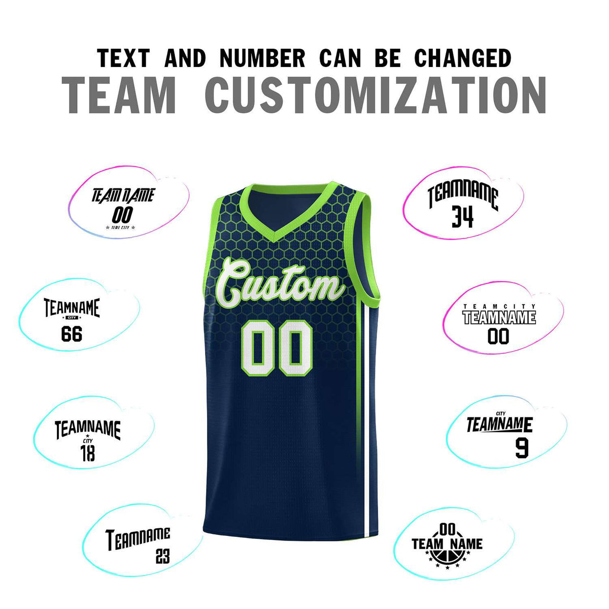 Custom Navy Personalized Honeycomb Pattern Sports Uniform Basketball Jersey
