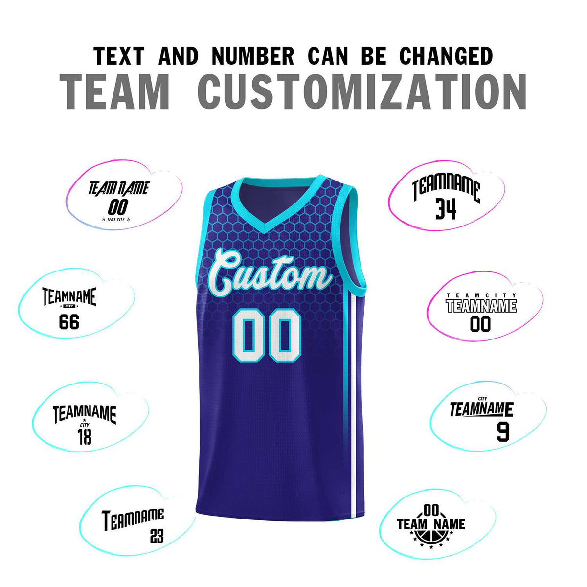 Custom Royal Personalized Honeycomb Pattern Sports Uniform Basketball Jersey
