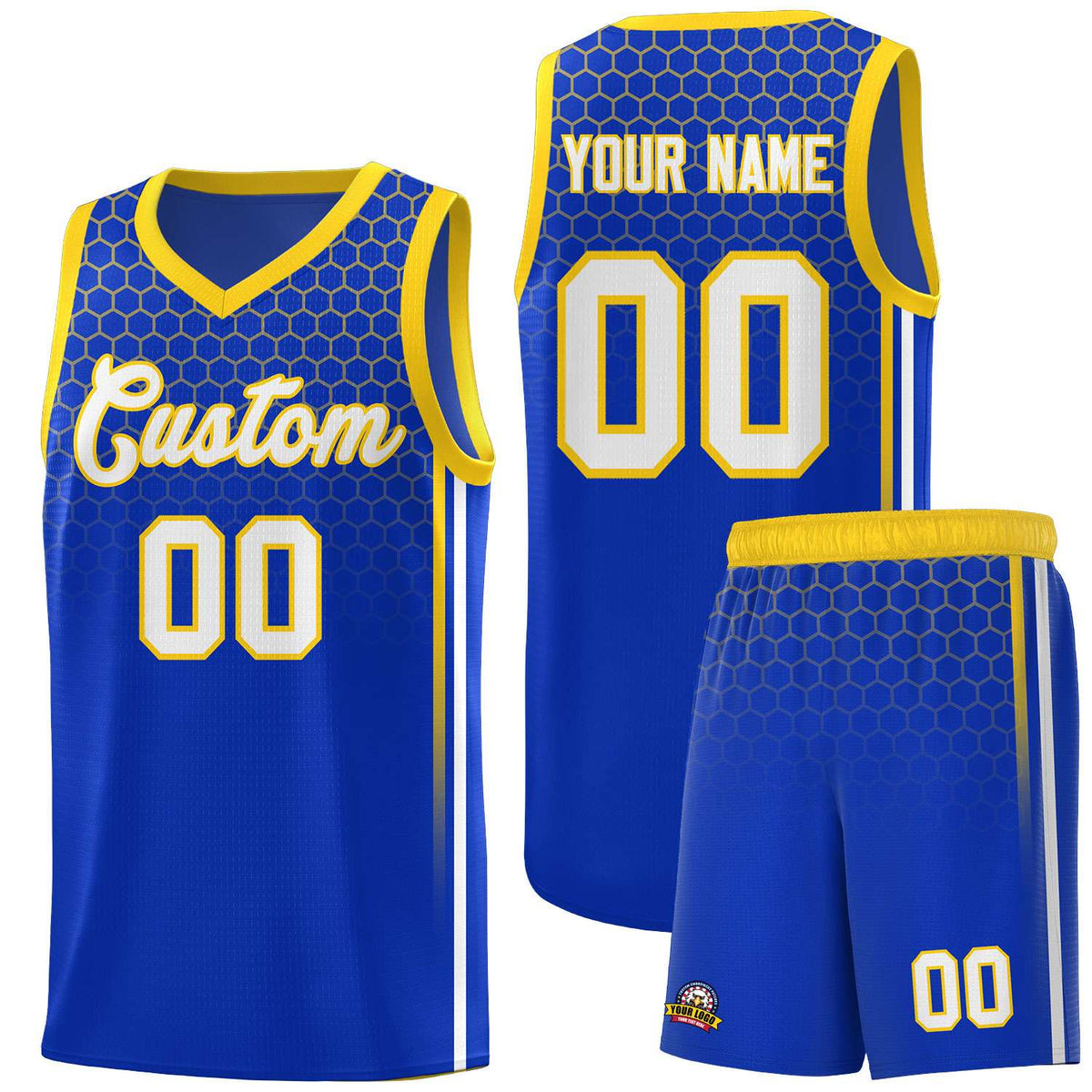 Custom Royal Personalized Honeycomb Pattern Sports Uniform Basketball Jersey