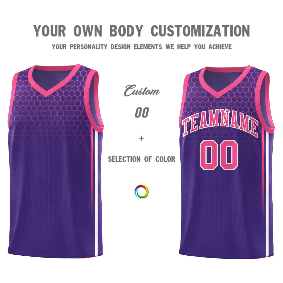Custom Purple Personalized Honeycomb Pattern Sports Uniform Basketball Jersey