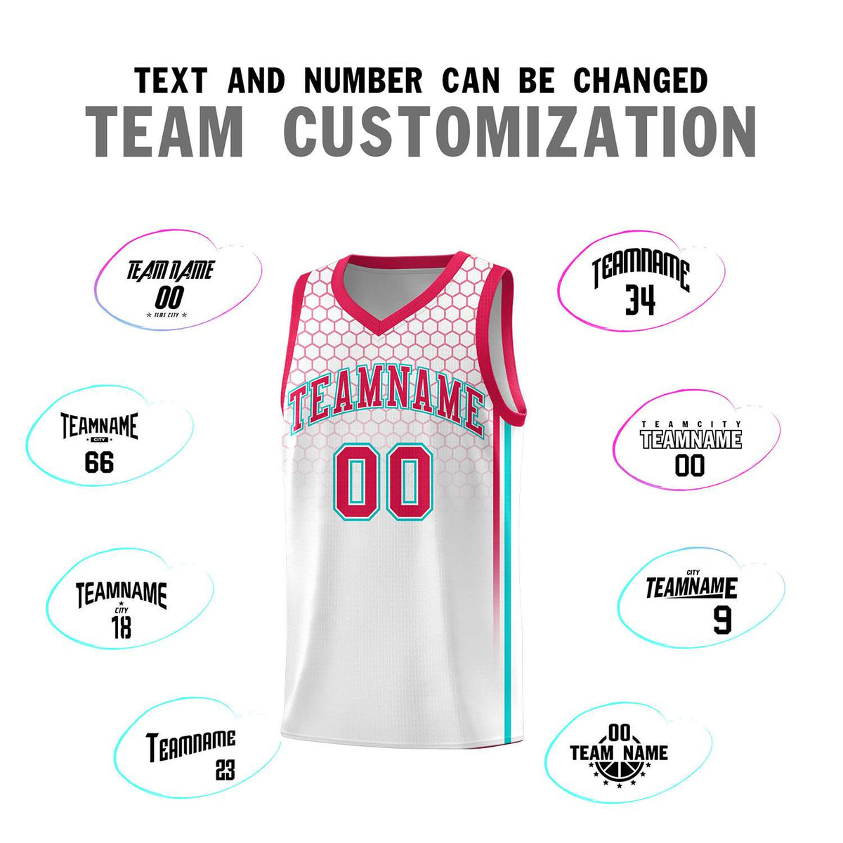 Custom White Personalized Honeycomb Pattern Sports Uniform Basketball Jersey