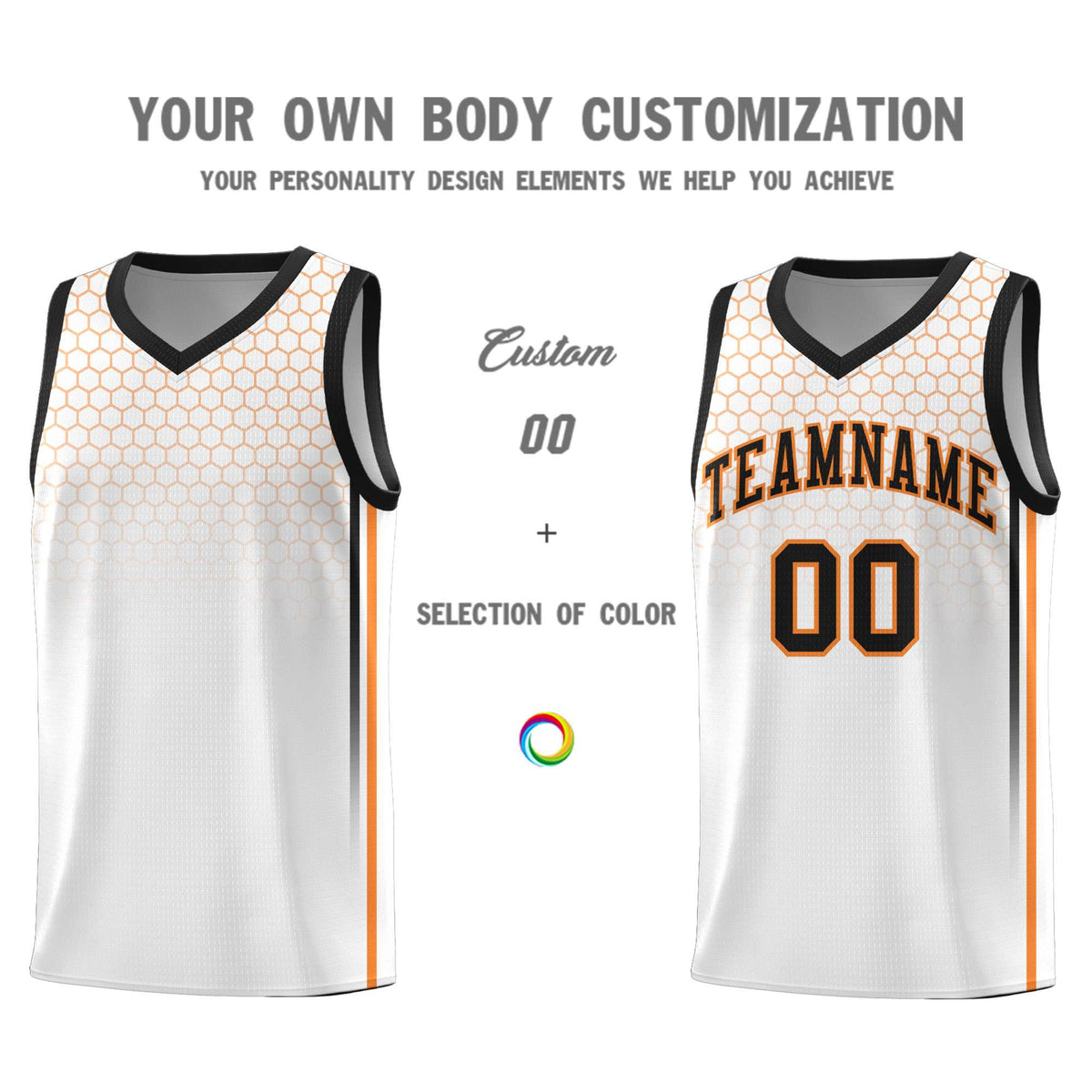 Custom White Personalized Honeycomb Pattern Sports Uniform Basketball Jersey