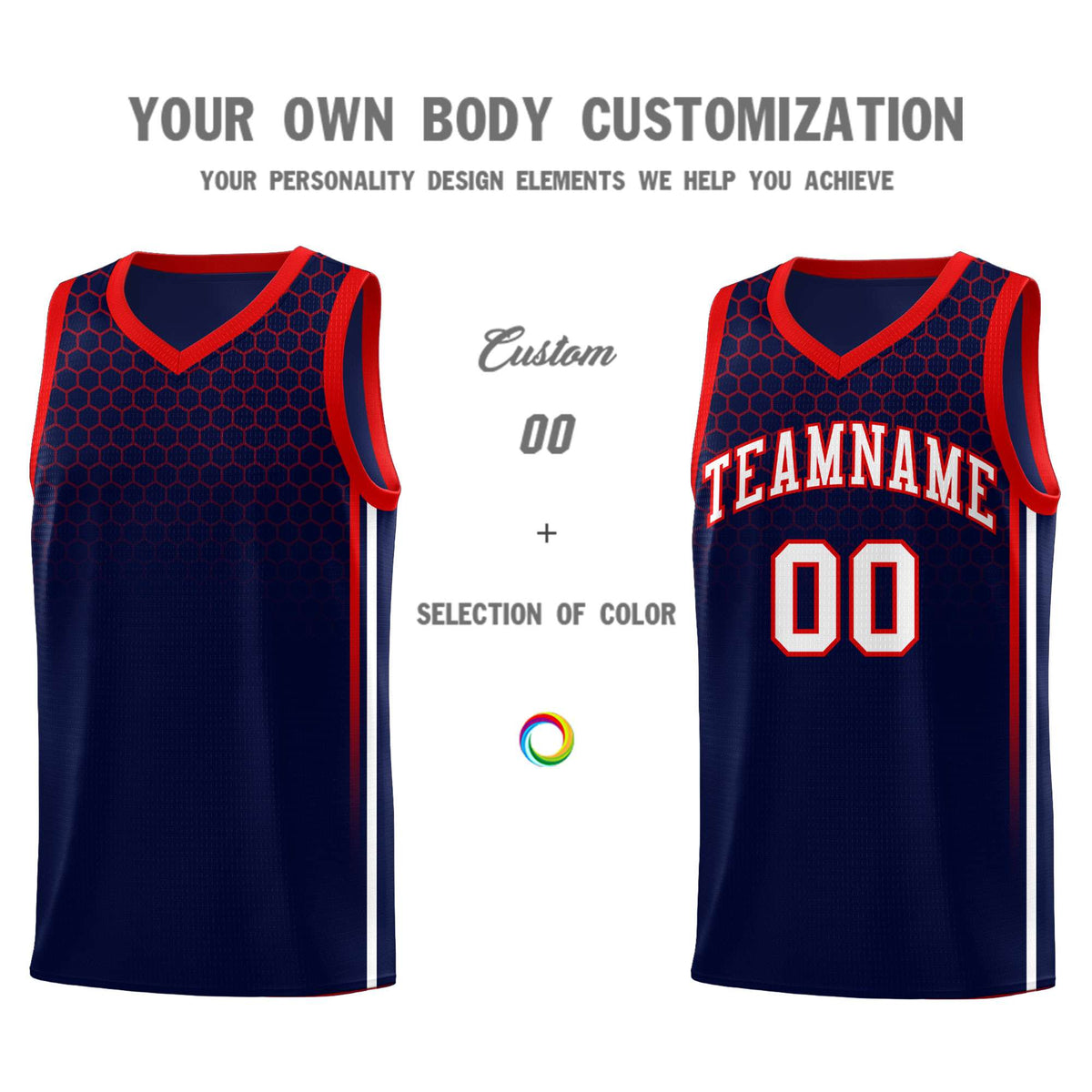 Custom Navy Personalized Honeycomb Pattern Sports Uniform Basketball Jersey