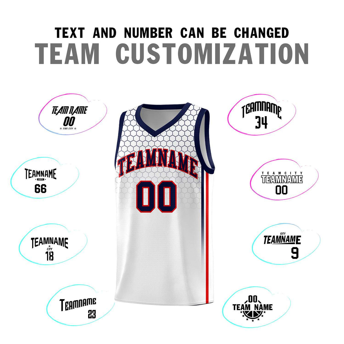 Custom White Personalized Honeycomb Pattern Sports Uniform Basketball Jersey