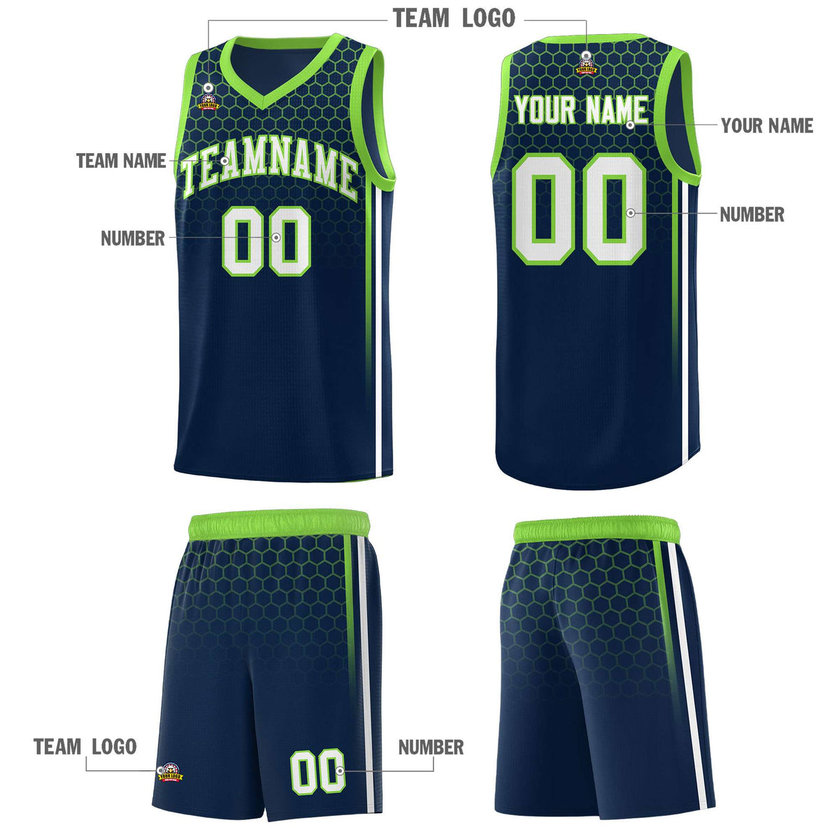 Custom Navy Personalized Honeycomb Pattern Sports Uniform Basketball Jersey