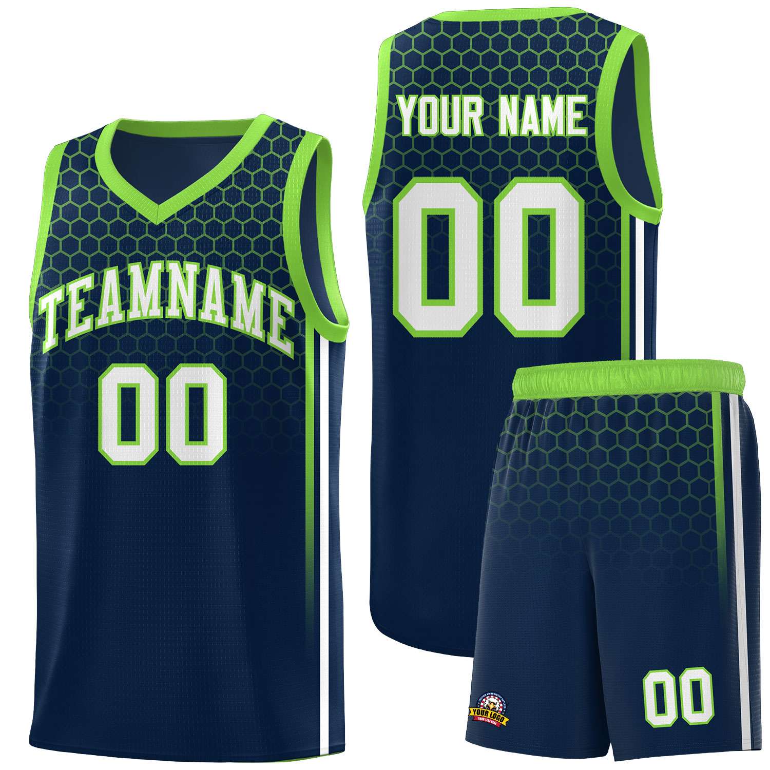 Custom Navy Personalized Honeycomb Pattern Sports Uniform Basketball Jersey