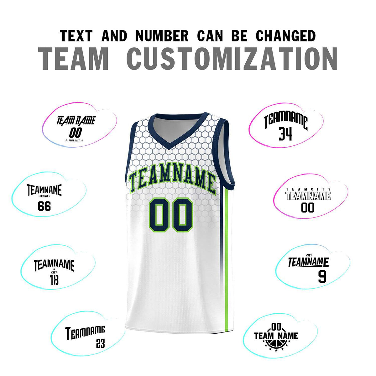 Custom White Personalized Honeycomb Pattern Sports Uniform Basketball Jersey
