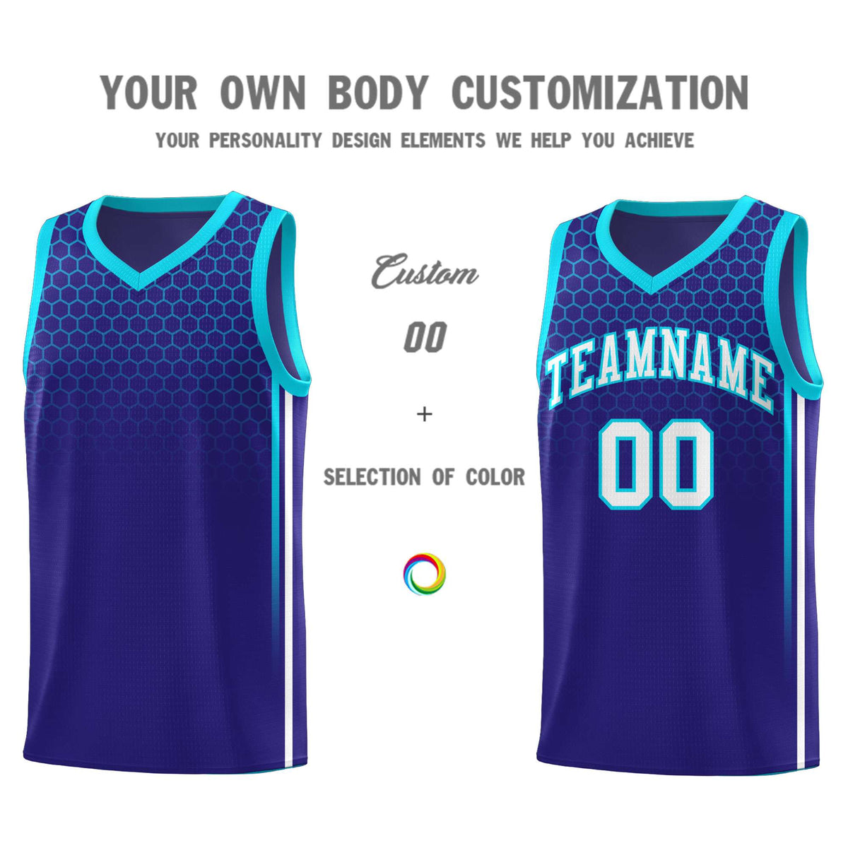 Custom Royal Personalized Honeycomb Pattern Sports Uniform Basketball Jersey