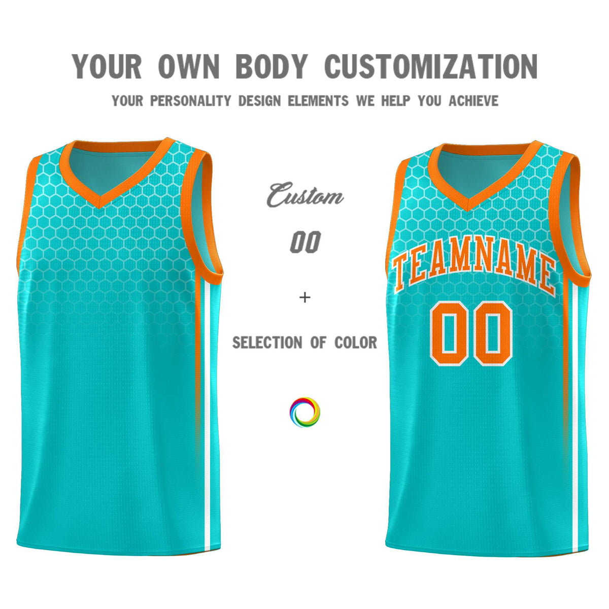 Custom Sky Blue Personalized Honeycomb Pattern Sports Uniform Basketball Jersey
