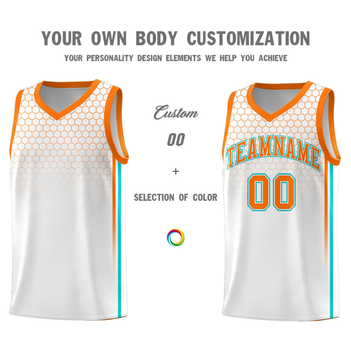 Custom White Personalized Honeycomb Pattern Sports Uniform Basketball Jersey
