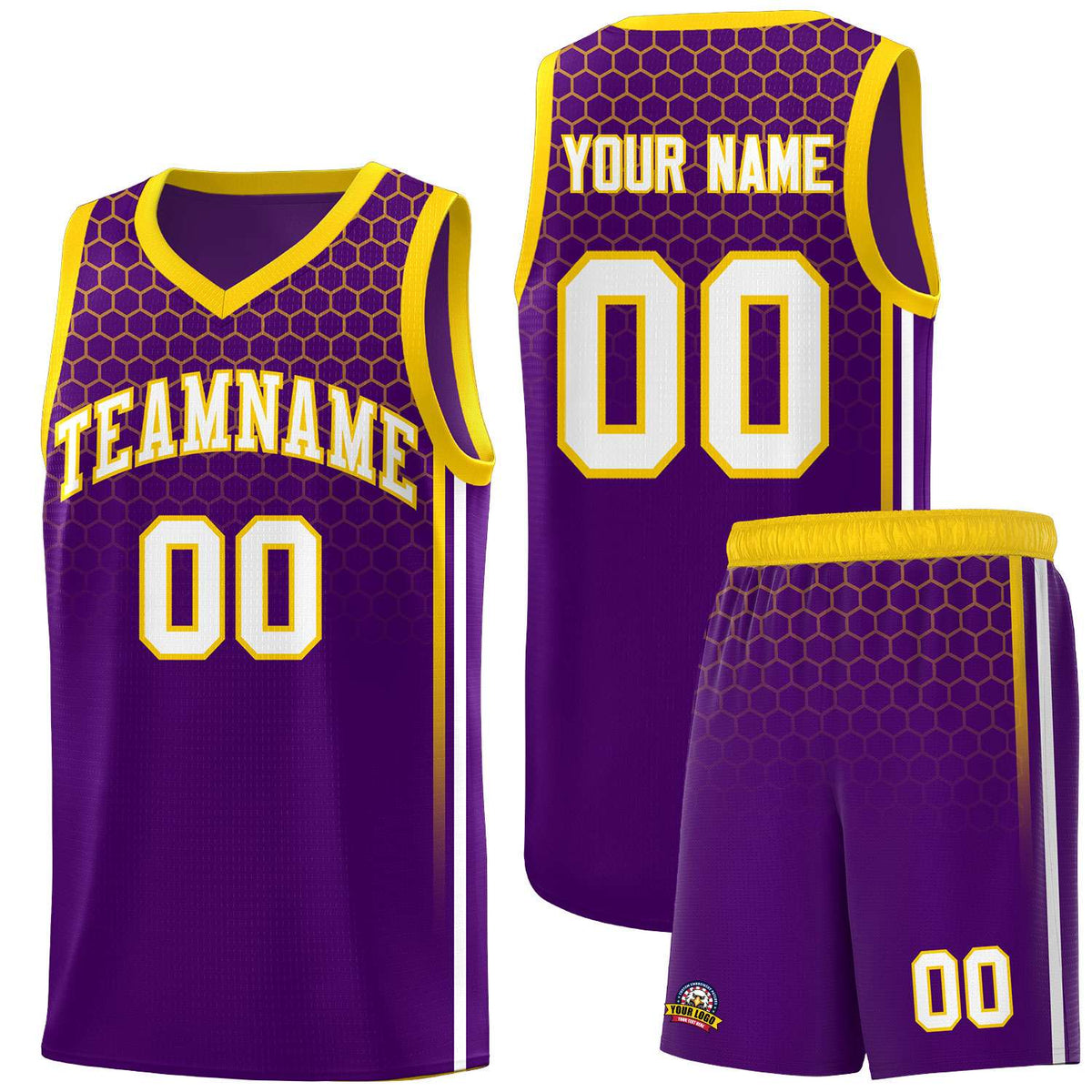 Custom Purple Personalized Honeycomb Pattern Sports Uniform Basketball Jersey