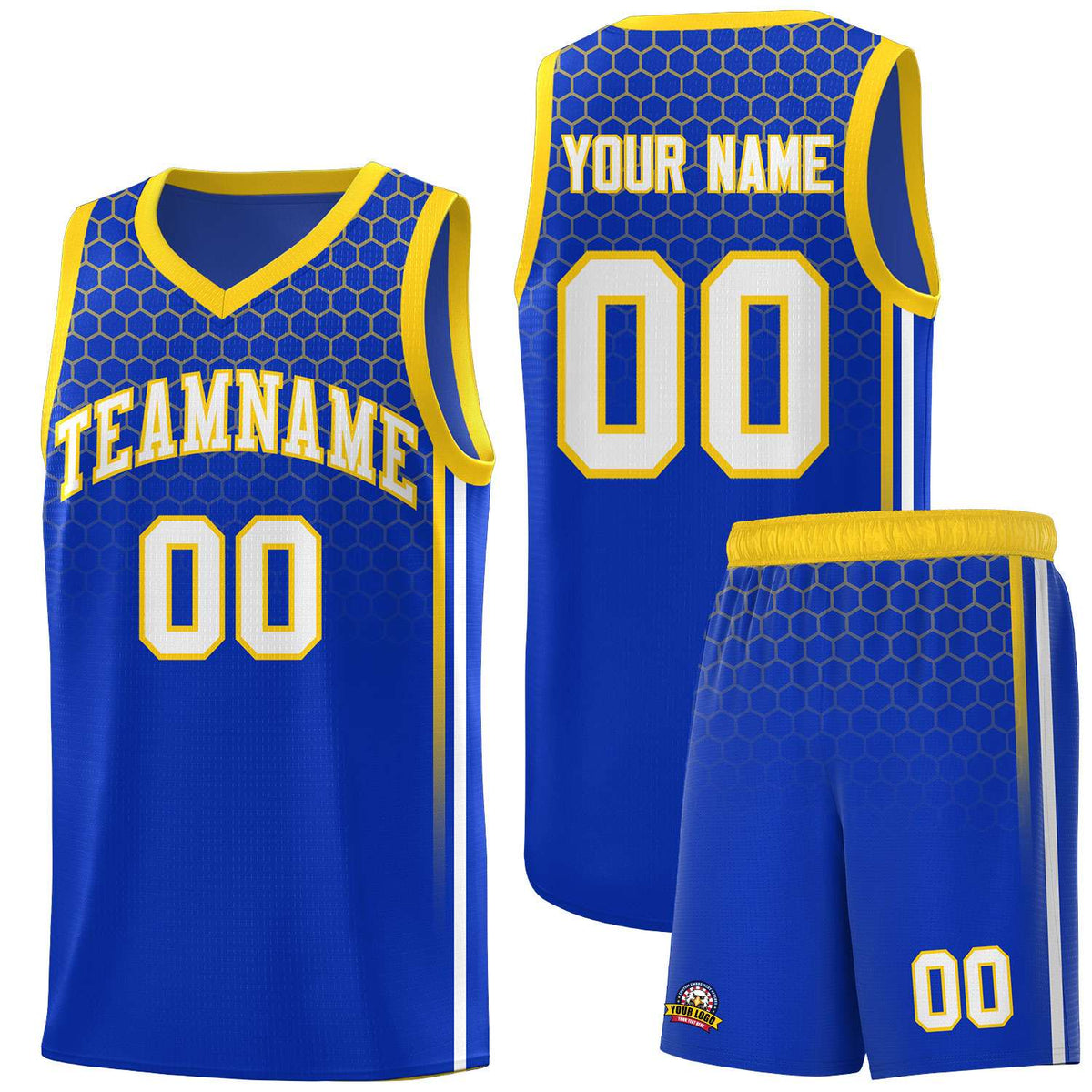 Custom Royal Personalized Honeycomb Pattern Sports Uniform Basketball Jersey